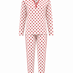 Pijama Feminino Longo Poá Branco
