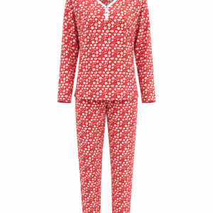 Pijama Feminino Longo Vermelho Estampado
